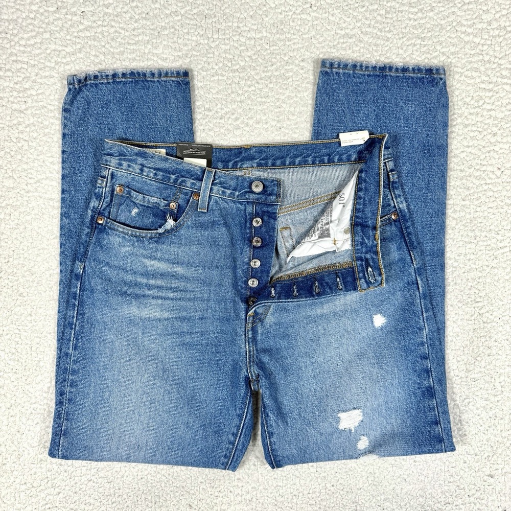 Levi's 501 Premium Jeans Womens 31x30 NWT Distressed Streetwear Casual High Rise